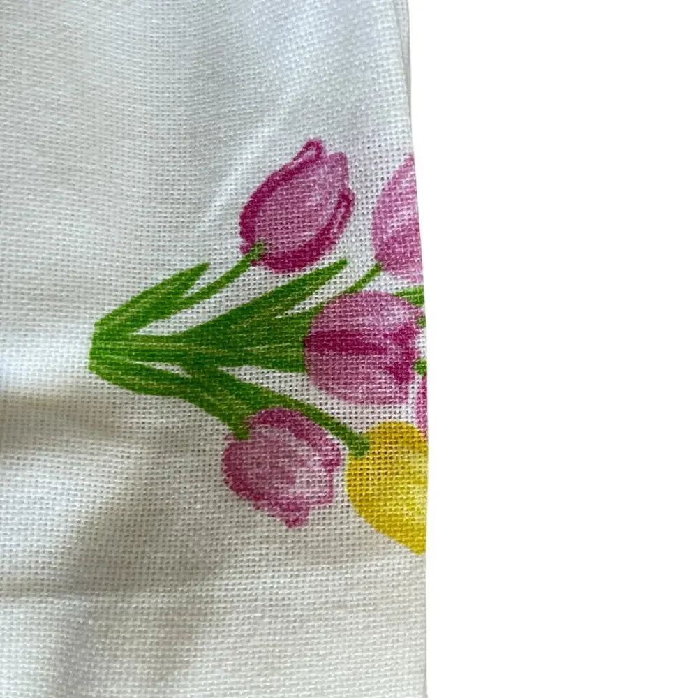 8pc Rachel Ashwell THE FARMHOUSE Cotton Napkins 18x18 Embroidered Tulips New